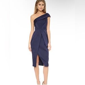 Keepsake the Label Navy Blue Asymmetrical One Shoulder Cocktail Dress
